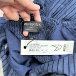 MINKPINK NWT Arielle Midi Dress Shortsleeve Striped Smocked Back Navy Black S Photo 13