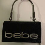 Bebe  Black Clutch with Rhinestone Logo Photo 0