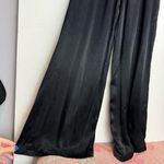 ZARA NWT Black Satin Wide Leg Jumpsuit Sz Medium Gold Chain Belt Photo 14