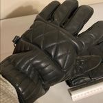 Obermeyer  Black leather Quilted womens unisex ski Gloves vintage Small medium Photo 12