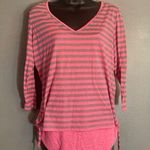 Style & Co Sport pink and gray drawstring top attached tank Photo 0