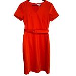 J.Crew  Short Sleeve Belted V Neck Sheath Midi Dress Lined Back Zip Up 6 Orange Photo 9