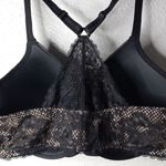 Adore Me  Bra 44G Underwire Padded Lace Trim Racer Back Front Hook in Black Photo 5