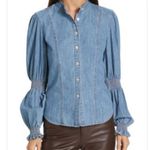Veronica Beard  Dalton Puff Sleeve Denim Shirt, size 2 Photo 0