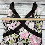 Elie Tahari Tahari Arthur S. Levine Pink Floral Silk Blend Dress Brown Trim [Size‎ 12] Photo 5