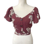 Sage New  the Label  Floral V-neck Front Knot Crop Top size S Photo 0