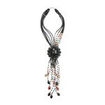 Joan Rivers New Starlet Style Beaded Flower Cluster Fringe Black Necklace 20" Photo 1