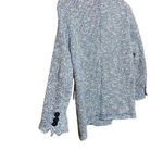 ZARA DOUBLE BREASTED BLUE & WHITE TEXTURED WEAVE KNIT BLAZER SIZE SMALL Photo 6