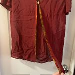 carole little Maroon Sheer Short Sleeve Cardigan 6 Photo 4