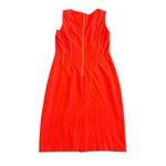 Calvin Klein  Bold Red Sleeveless Sheath Dress Gold Zipper Detail Size 8 Women's Photo 5