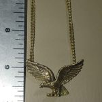 Eagle Flying Pendant 18 Inch Necklace Avon Gold Tone Cuban Style Chain Vintage Photo 3