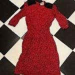 Vintage 80s Elizabeth Adams Western Paisley Red & Black Dress Shoulder Pads sz 8 Multiple Photo 0