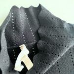 Rebecca Taylor  Black Pointelle Knit Lace Trim Mock Neck Sweater Dress Size M Photo 6