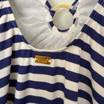 Jones New York Women’s Large Navy Blue White Striped One Piece Swim Photo 2