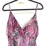 American Vintage Y2K Pink Zebra Maxi Babydoll Maxi Beach HOCO Jersey Shore Smocked Waist Dress 2X Photo 1