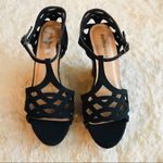 Dollhouse Keefe Black Lattice Wedge Ankle Strap Sandals Size 8 Photo 1