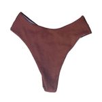 New 2 Piece Ribbed Rust Colored Bikini High Leg Cheeky Bottoms Plunged Top Med Orange Photo 8