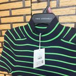 Free Assembly Green And Navy Stripe Turtle Neck Top Size Small Blue Photo 2