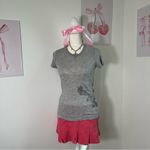 American Eagle  Vintage Y2K Baby Tee Preppy Bella Swan Tight Gray Womens‎ Size S Photo 1