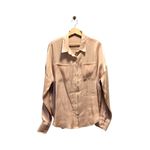 Nasty Gal Shiny Lame Ling Sleeve Button Down Blouse Gold Size 10 Holiday Party Photo 1