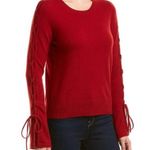 White + Warren Black Lace Up Sleeve Sweater Photo 3