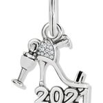 Brighton 2021 Charm Wine Glass Dangle High Heel Numbers Cutout Silver Charm Photo 12