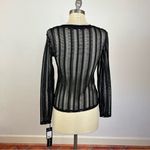 Blanc Noir Linear Mesh Top Long Sleeve in Black Photo 5