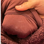 Nike  Fuzzy Hoodie Size Medium Maroon Hooded Sweatshirt Warm Swoosh Photo 2