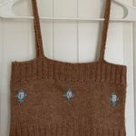 NWOT | Hazel Moon women’s knit‎ embroidered sweater tank — medium Brown Photo 0