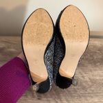 Caparros  Peep Toe Formal Platform High Heels Shoes Silver Black Sparkle Size 6 Photo 10