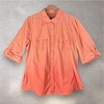 Style & Co  Ombre Button Up Blouse Women’s M Short Sleeve Orange Boho Beachy Light Photo 0
