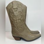 Nine West Taupe Leather Cowgirl Boots Women’s 9.5 Western Boho Festival Style Photo 4