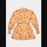 Charlie Holiday Amber Orange 70s Floral Belted Shirt Dress 4 Photo 7
