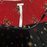 Free People  Top Where We Roam Black Printed Surplice Deep V Neck Contrast Yoke Photo 2