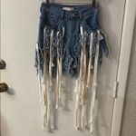 Hot & Delicious  Denim Fringe Shorty Shorts Jorts S Festival Boho Cowgirl Rave Photo 1