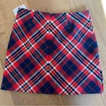 Trina Turk NWT  Hurst Festive Red Blue Gingham gold mini skirt size 2 plaid Photo 5
