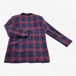 Vintage Red Green Tartan Velvet Collar Rose Broach Wool Blend Blazer Size 14 Photo 8