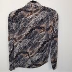 Ariella  Snakeskin Crocodile Print Surplice V-Neck Long-Sleeved Blouse Top Photo 3