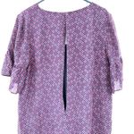 Madewell  Size 14 Blouse Purple‎ Pink Silk Floral Bell Sleeve Formal Workwear Photo 3