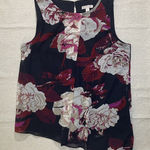 Dress Barn Sleeveless Floral Blouse with Rhinestone Neckline - Large Photo 0