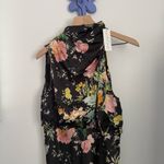 Petal and Pup  US Large NEW Halter Neck Midi Dress Black Floral Satin Feminine Photo 3