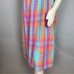 Vintage Plaid Muumuu Dress Relaxed Fit Flaws Cotton Women Size Large Blue Orange Photo 3