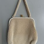 Vintage Beaded Kiss Lock Handbag White Photo 0