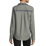 Rails  Kona Button-Front Linen Blend Embroidered Olive Green Shirt Sz L Photo 1