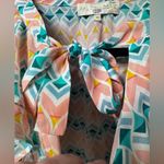 PALOMA BLUE Sophia Ruffled Printed Silk Crepe De Chine Top Medium Semi Photo 3