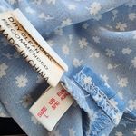 Romwe Blue & White Floral Ditzy Tie Front Peplum Top (L) Photo 6