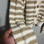 Ann Taylor  Beige and White Striped Cardigan Photo 2