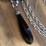 Saks 5th Avenue Saks Fifth Avenue Long Silver Chain And Black Bead Pendant Necklace Photo 3