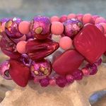 Handmade  beaded stretchy stackable pink Barbie bracelets Photo 2
