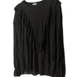 ZARA  Black Layered Ruffled Detail Dressy Long Sleeve Blouse Women Sz S Photo 1
